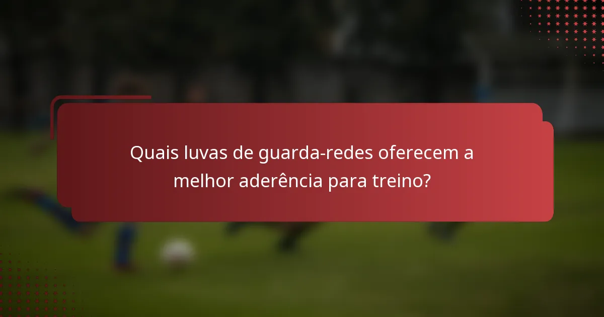 Quais luvas de guarda-redes oferecem a melhor aderência para treino?
